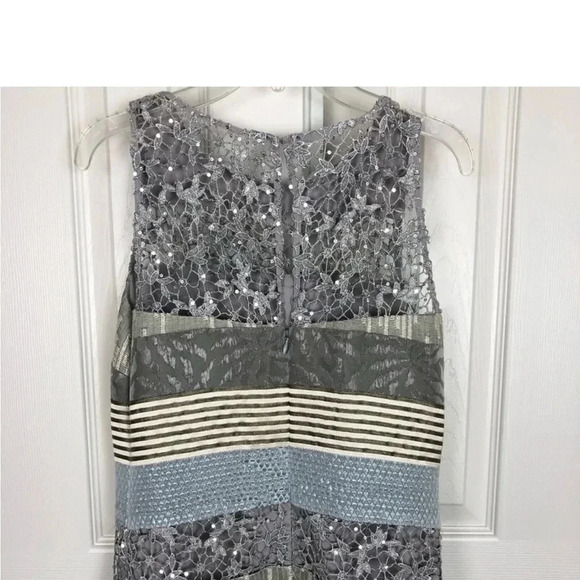 Kay Unger Striped Media dress size 10 subtle sequins - Picture 4 of 6